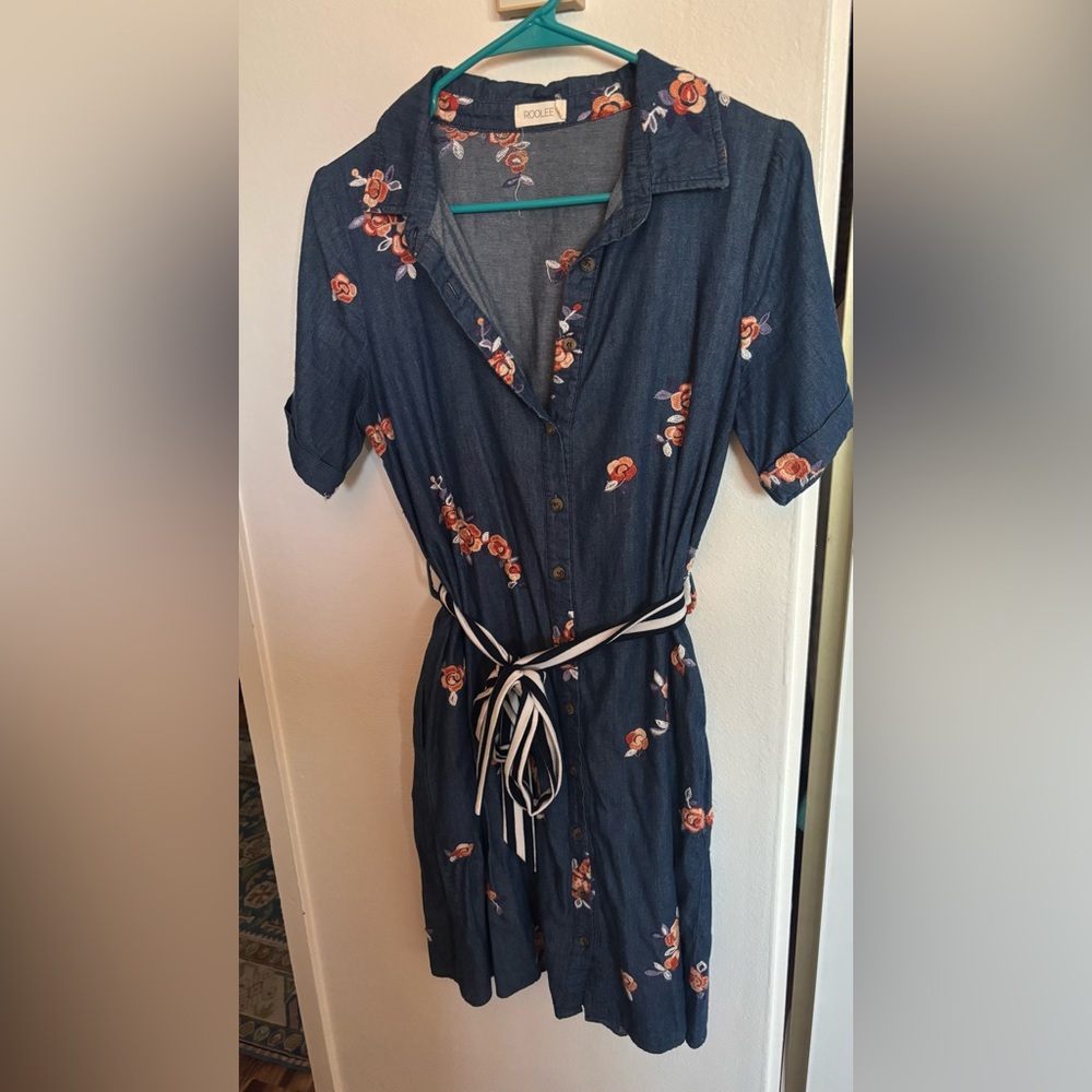 Roolee Denim Floral Button-Up Dress